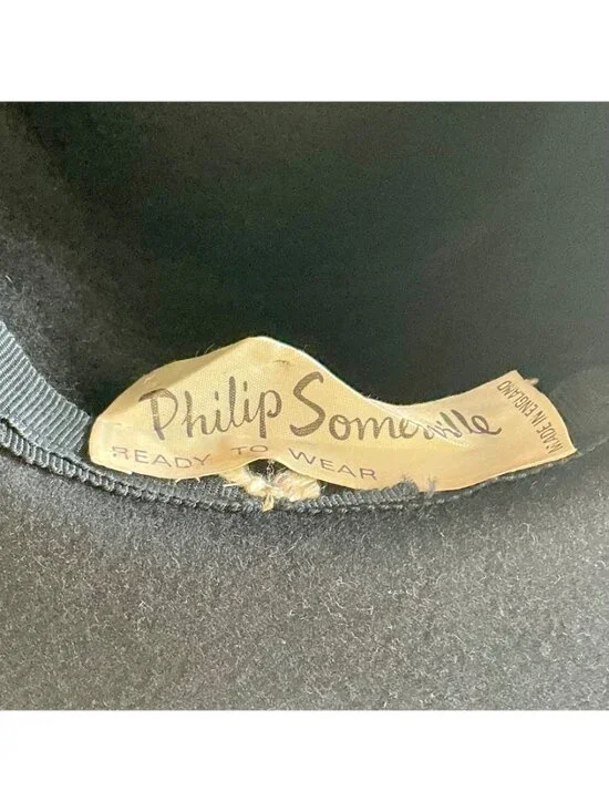Vintage Phillip Somerville Black Wool Felt Hat - Picture 9 of 9